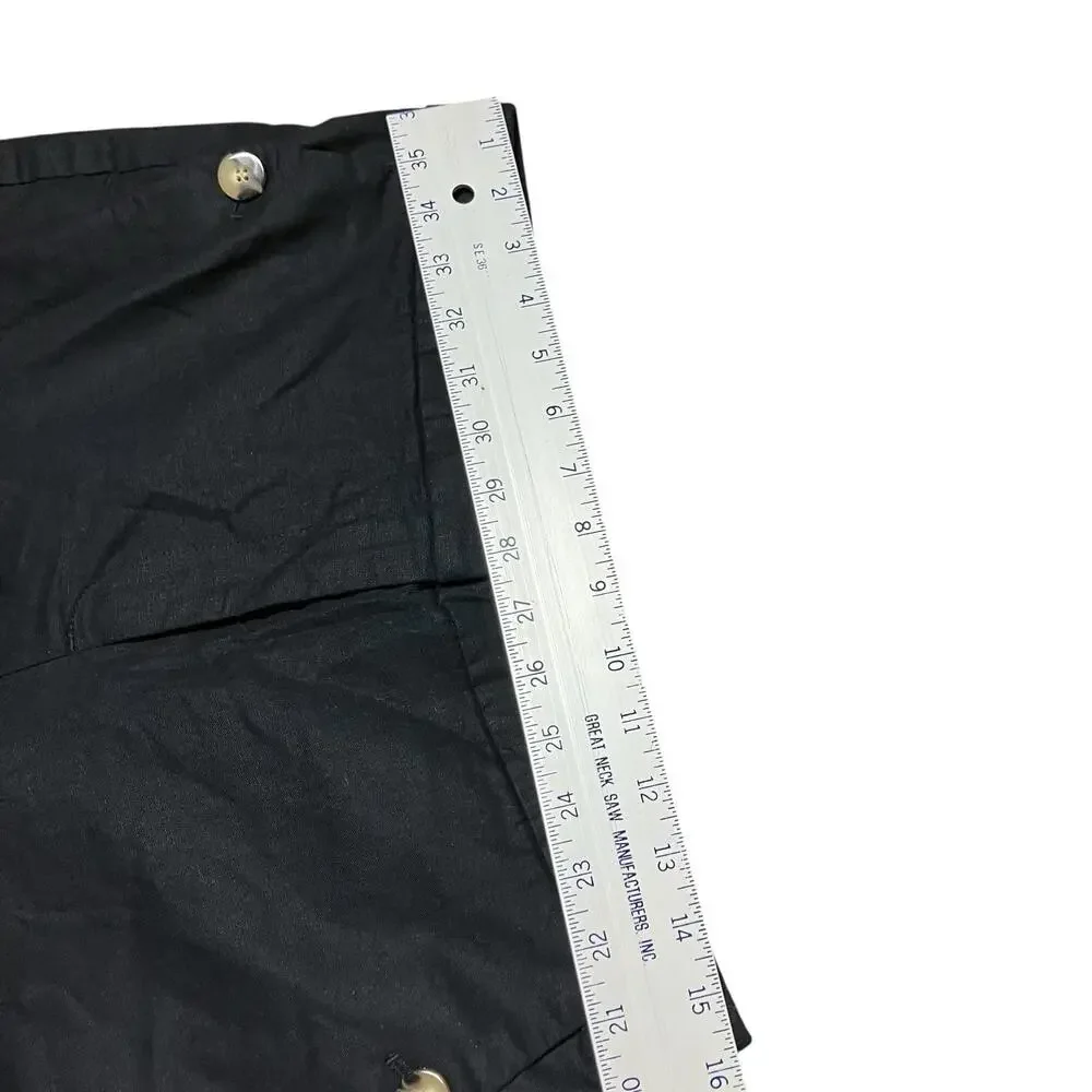 J Crew Pants 12 Black Linen Blend CroppedSailor Ankle‎ Elastic Waist BO902